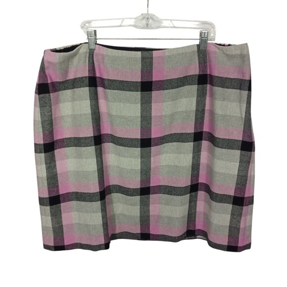 *SOLD* Talbots Womens Pencil Skirt Size 22W Wool Blend Plaid Gray Pink Career - Picture 1 of 5